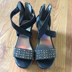 Black Justice Wedge Sandals